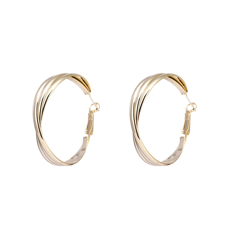 Yhpup New Trendy Personality Round Geometric Hoop Earrings Charm Copper Brand Hyperbole Brincos for Female Party Jewelry Gift - Metal Color: Gold-color