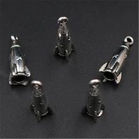 10pcs silver plated metal 3d space rocket pendants fashion necklace bracelet diy handmade jewelry findings 2410mm a514