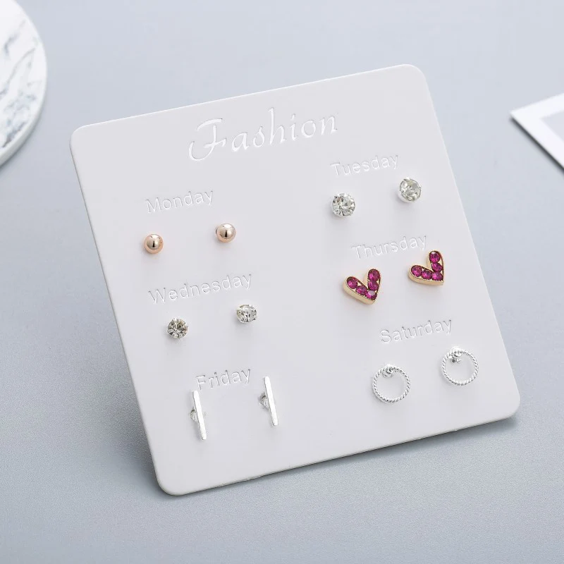 6 пар/компл.. Неделя сережек 2020 модные хрустальные стразы Комплект для женщин