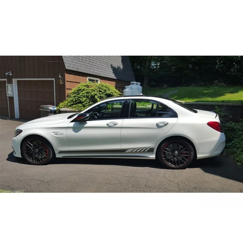 1 пара матовый черный автомобиль боковые стикеры декоративные для тела Mercedes Benz AMG
