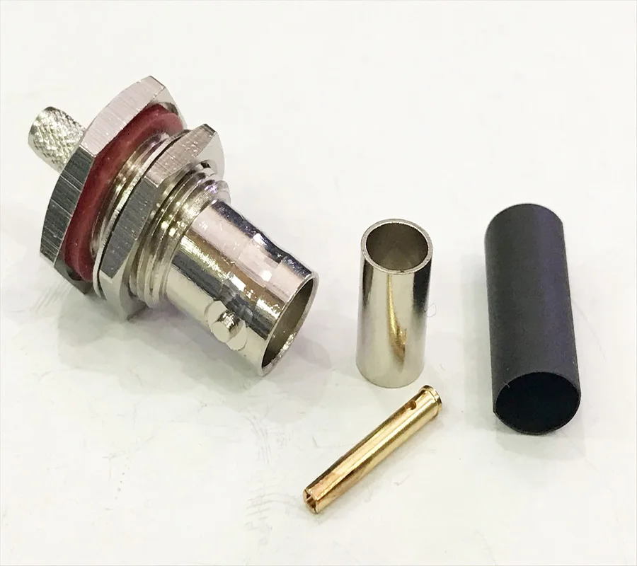10 шт. BNC Женский уплотнительное кольцо переборка обжимной разъем для RG58 RG142 LMR195 RG400 коаксиальный кабель