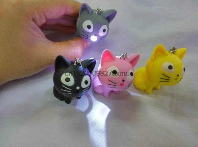 200 шт. Симпатичные Сыр cat брелок с мяу звук kawaii светодиодный подарок детям день