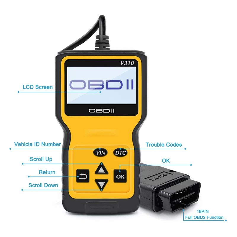 Автомобильный диагностический сканер Aganippe V310 OBD2 считыватель кодов EOBD для