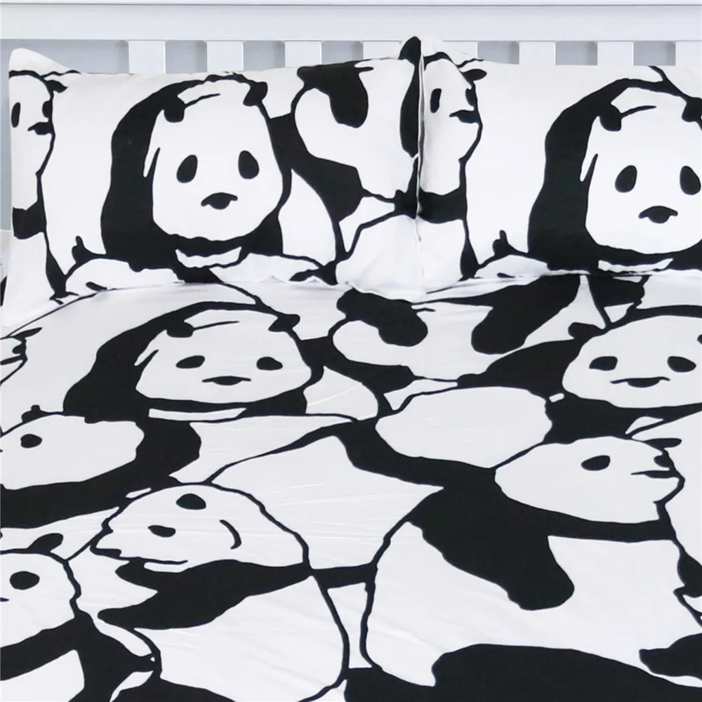 Panda Bedding set Black and White Duvet Cover Cartoon for children Queen King 3pcs Bedclothes bed linen sheet TJ-44 | Дом и сад