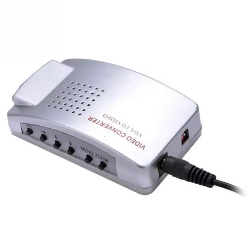 Серебряный ПК VGA к ТВ AV RCA адаптер сигнала конвертер видео переключатель