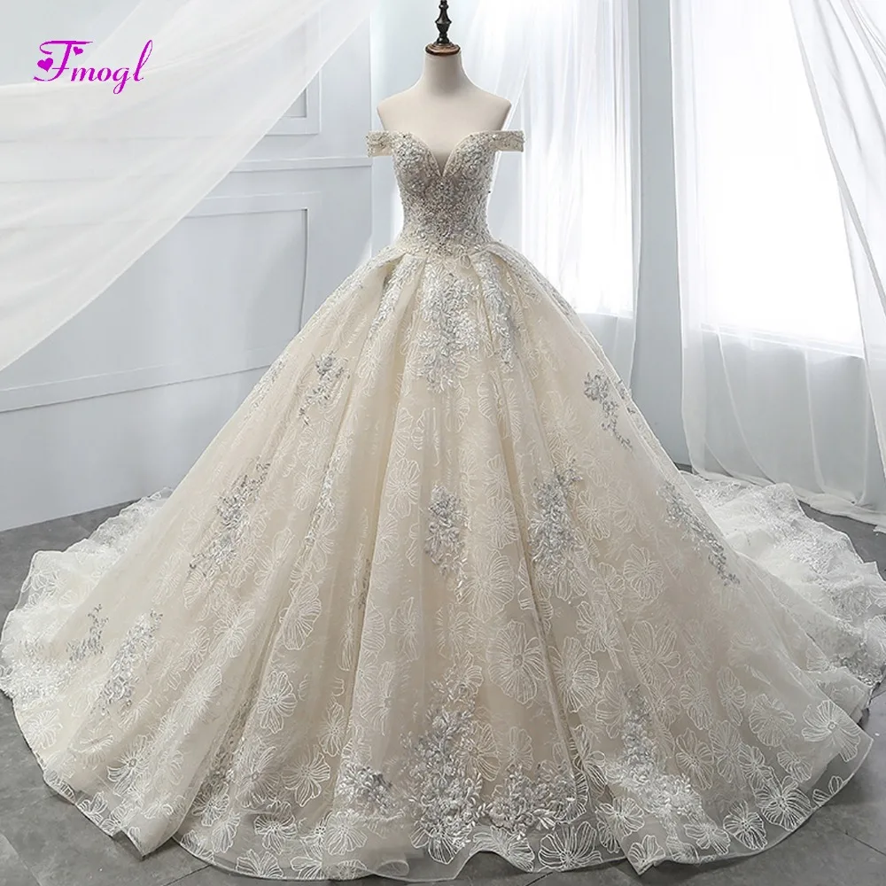 Fmogl Vestido de Noiva/кружевное свадебное платье трапециевидной формы с аппликацией в