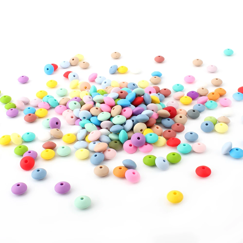 40 шт. детских жевательных силиконовых бусин "Абакус Чечевица" Mordedor Sensory Bead BPA Free DIY Chew Pacifier Chain 12 мм.