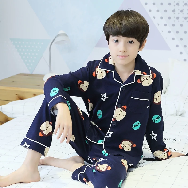 Детское хлопковое нижнее белье Костюм Весенняя одежда для сна мальчиков и