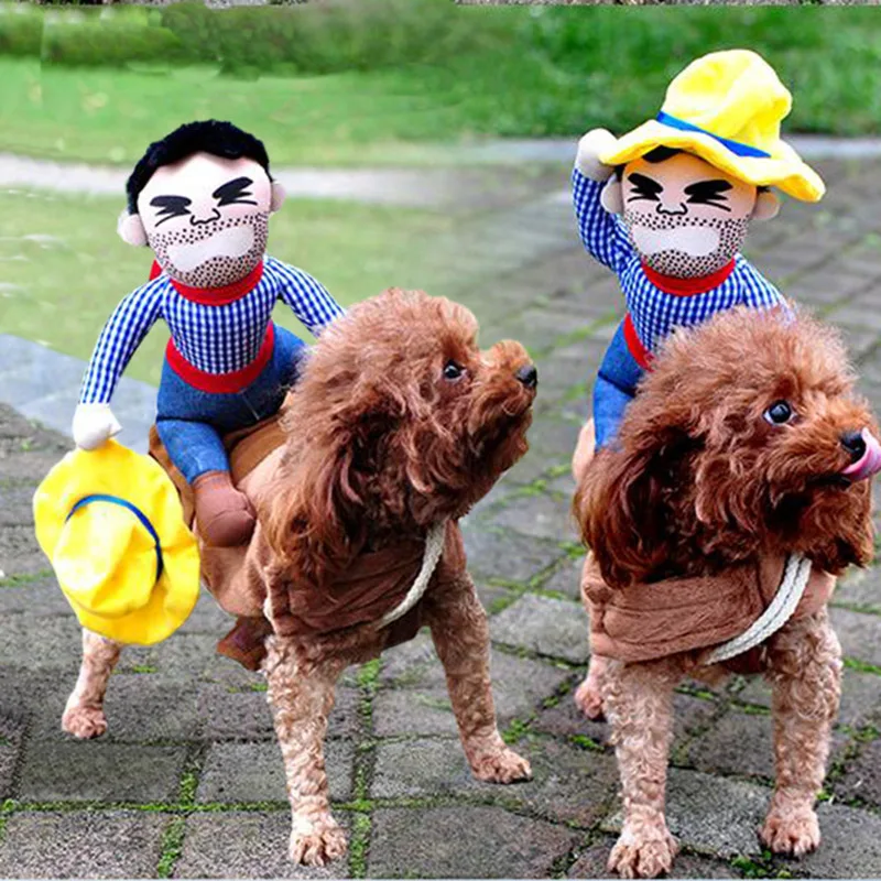 Funny Pet Horse Riding Dog Costume Rider Dressing Up Party Halloween Clothes For Dogs Cats Suitable Small To Large Breeds | Дом и сад