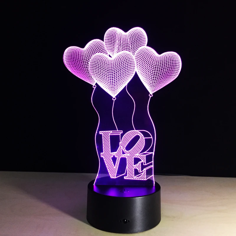 

Colorful Table Lamp Love Heart Balloon Romantic Gift for Wedding Wife Lovers Valentine 3D Touch Baby Night Table Lamp Drop Ship