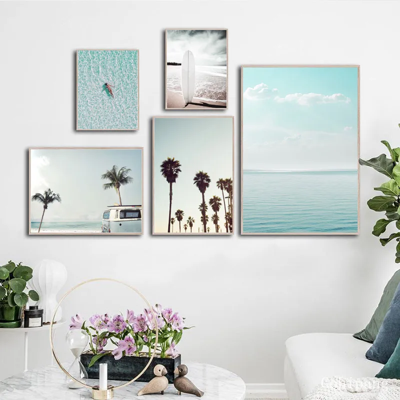 Парусина для песочного пляжа скандинавский настенный художественный постер с