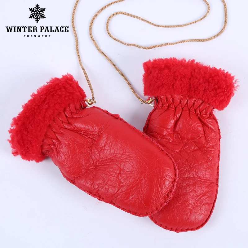 2017 новые тёплые варежки для детей натуральные овчины милые перчатки ЗИМНИЙ ДВОЕЦ