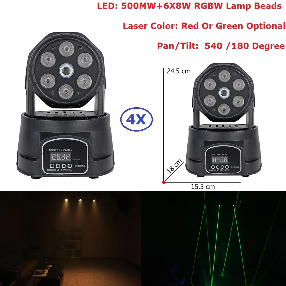Светодиодный прожектор с движущейся головкой 4 шт. 6x8 Вт RGBW четырехцветный DJ s