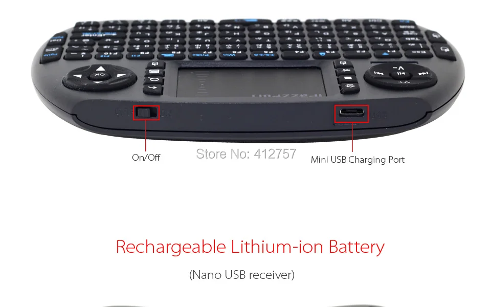 [ DHL] iPazzPort Mini 2,4G Беспроводная английская/японская клавиатура+ Воздушная мышь+ тачпад для Android tv Box/tv-100 шт