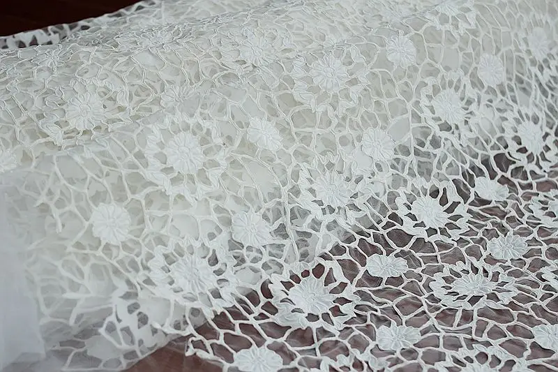 Высококачественная свадебная кружевная ткань alencon цвета слоновой кости
