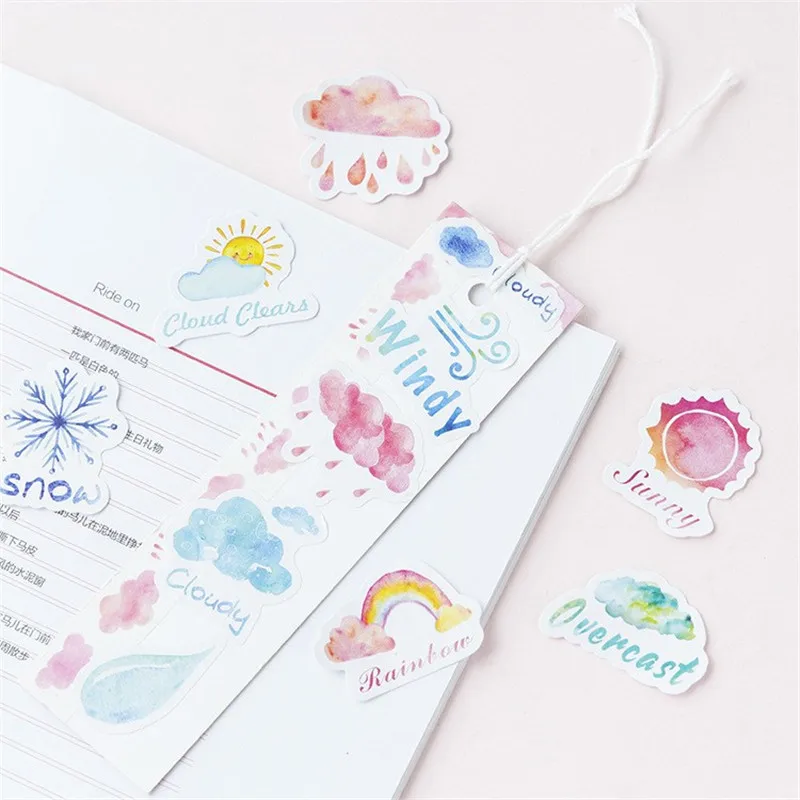 46PCS/Pack Weather Scrapbooking Adhesive Stickers Handmade Gift Card Photoalbum Diary Embellishments DIY Decorative Crafts Paper | Дом и сад