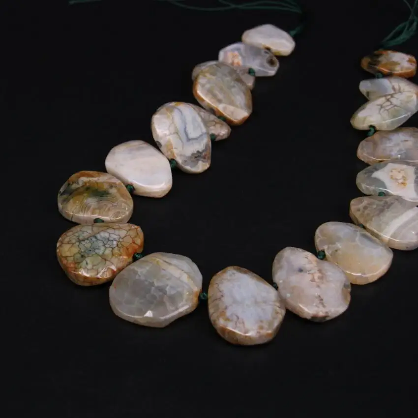 

15.5"/strand Natural Crack Agates Top Drilled Faceted Slab Loose Beads,Raw Onxy Gems Stone Slice Nugget Pendants Jewelry Making