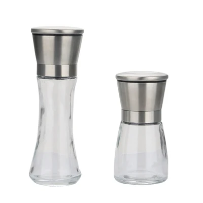 2PCS ACEBON новая мельница для соли и перца, шейкеры из нержавеющей стали, ручная мельница для морской соли, регулируемая керамическая мельница для перца со стеклянным корпусом - Цвет: 2PCS