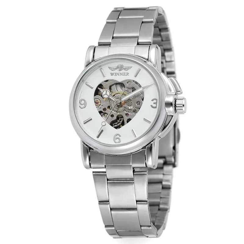 F029803 WINNER женские часы классические часы в форме сердца женские топ брендовые роскошные часы скелетоны автоматические механические Женские часы в подарок 0298 - Цвет: F029803