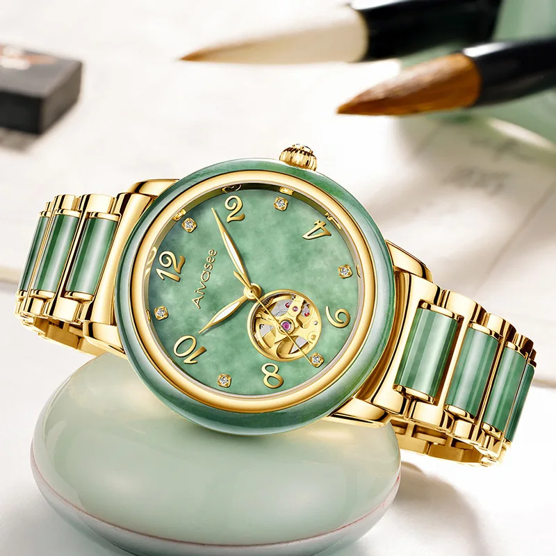 Direct Selling Hotan Jade Mechanical Watch For Men And Women Fully Automatic Waterproof Chinese Ancient Natural Couple