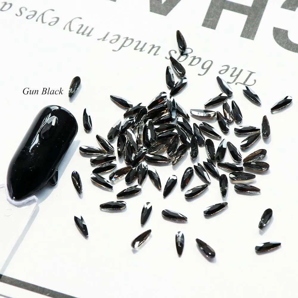 Gun Black 10 шт Блестящий Кристалл капли воды Дизайн ногтей Стразы для страз 3D очаровательный камень плоская задняя часть ювелирные изделия Маникюр украшения для ногтей Совет CH1007 - Цвет: Gun Black