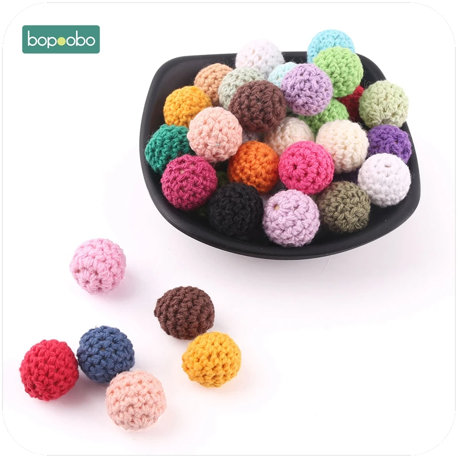 Bopoobo-Cuentas de ganchillo para dentici&oacute;n de beb&eacute;, abalorios masticables para manualidades, joyer&iacute;a, accesorios de enfermer&iacute;a, Gehaakte juguete, mordedor para beb&eacute; de 16mm, 10 Uds.-0