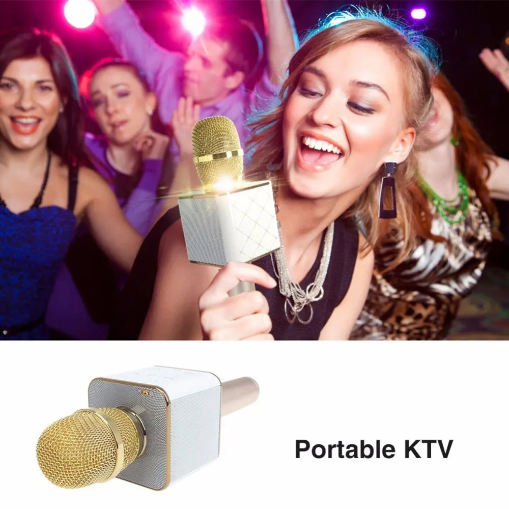Портативный беспроводной караоке KTV микрофон Микрофон Ручной конденсаторный с Bluetooth динамик пение Стере
