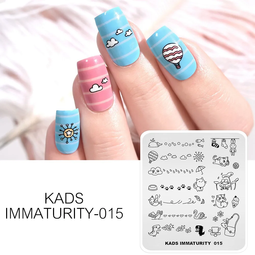 Immaturity 015 Шаблоны тиснения ногтей для маникюра штамповочные пластины Летняя мода серия природы 49 дизайнов трафарет для штамповки для дизайна ногтей штамп - Цвет: Immaturity 015