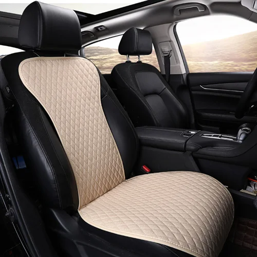 beige with backrest Одинарная льняная Подушка, модная универсальная подушка для автомобильных сидений, подходит для почти автомобилей, льняные чехлы для сидений, подушка для 4 сезонов - Название цвета: beige with backrest