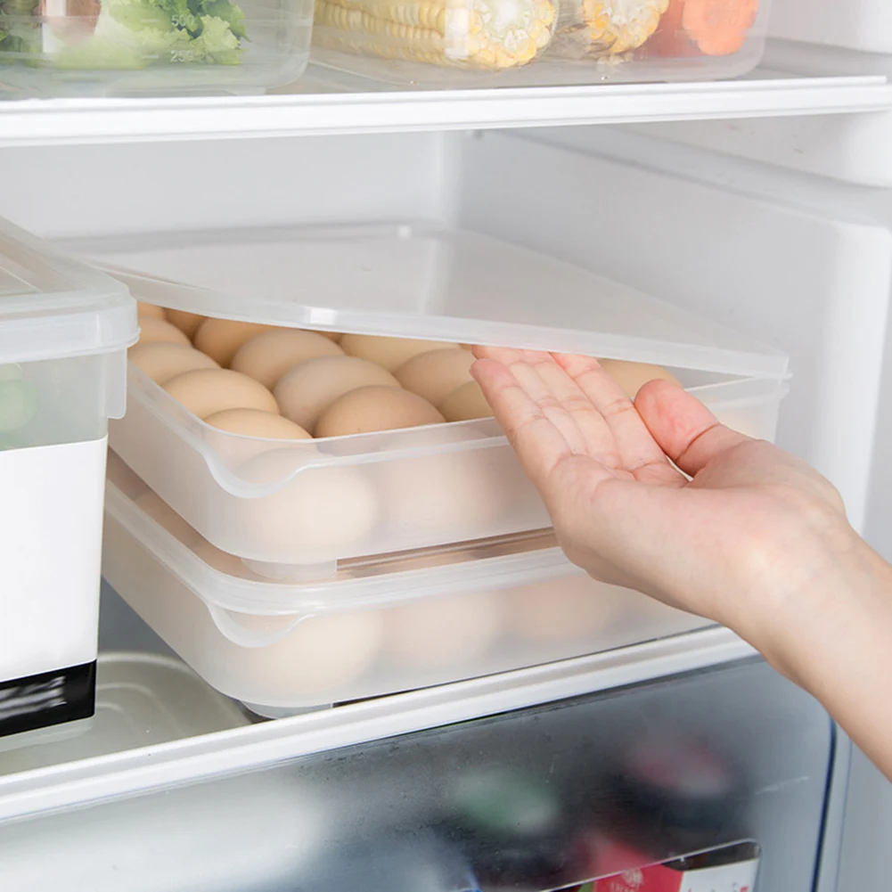 Durable Transparent Plastic 24 Grids Home Kitchen Refrigerator Egg Storage Box Container Holder Shelf Case with cover