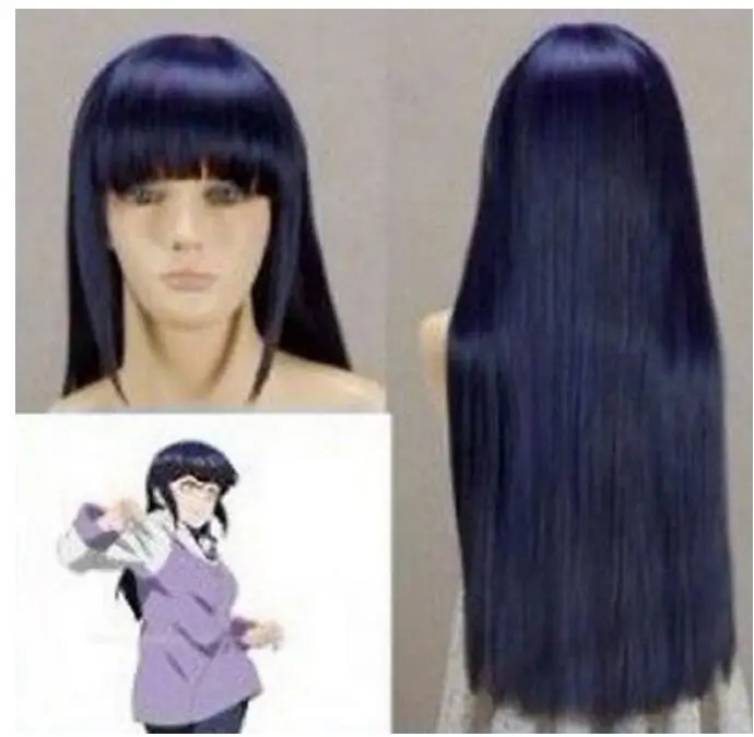 Парик для косплея YU Wig NarutoShippuden Hinata Hyuga чернильно синий парик высокая температура