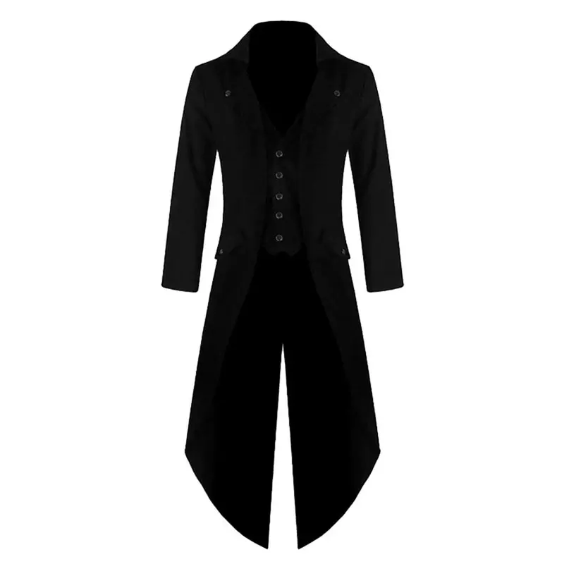 Black(style1) Мужское пальто однотонного цвета в стиле стимпанк, ретро смокинг, новинка, модная мужская одежда, мужская одежда, tiua FF - Цвет: Black(style1)