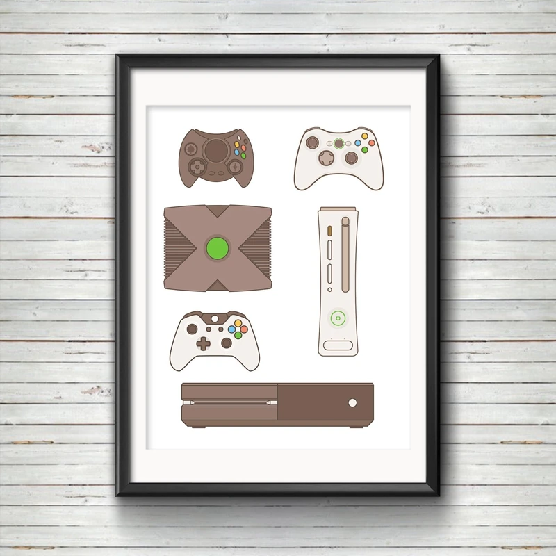 Игровой контроллер для Xbox Раскрашивание на холсте настенная живопись видеоигра
