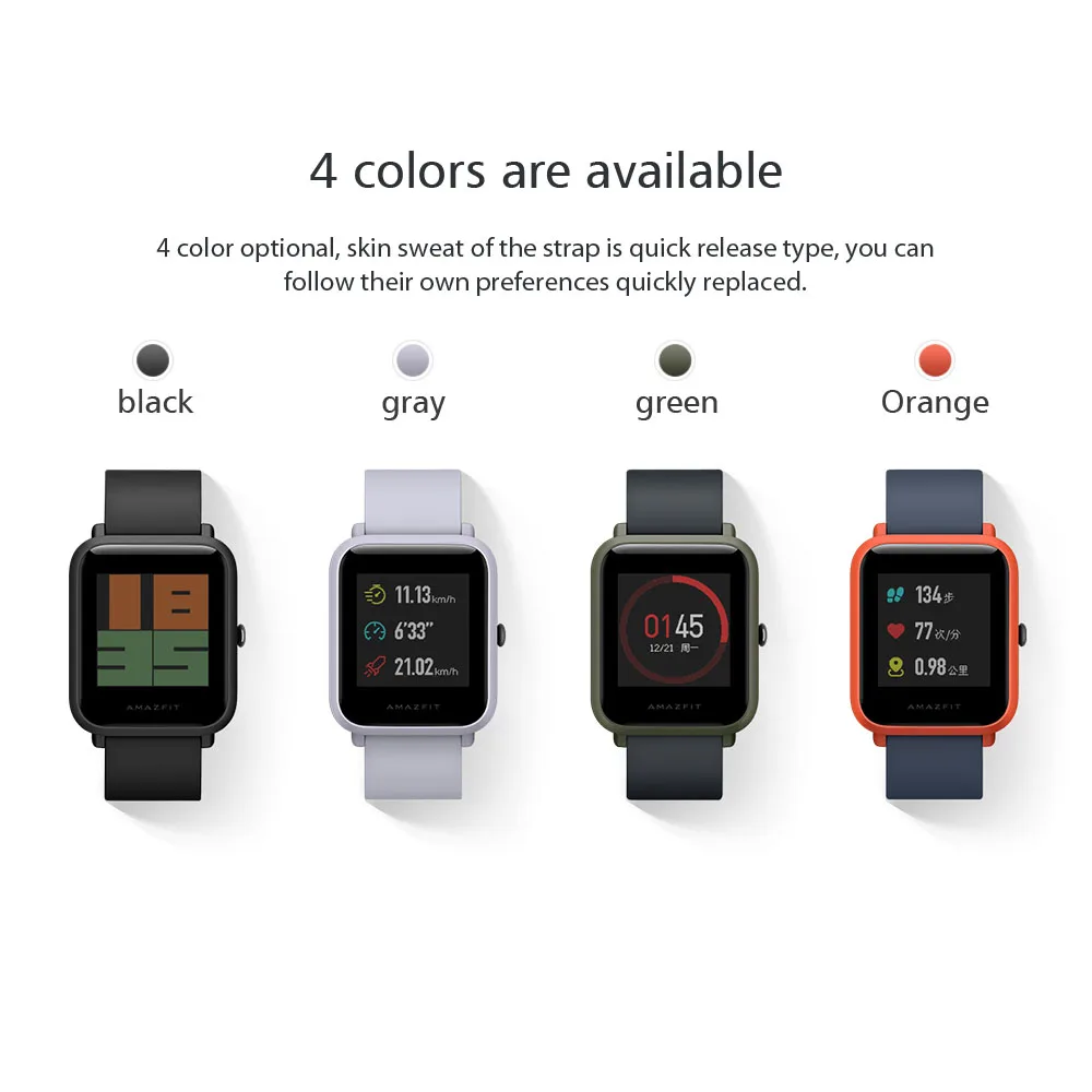 Amazfit Bip gps Xiaomi Amazfit Bip Смарт-часы Huami Miband Pace bip Lite Gloness умные часы сердечного ритма для телефона MI8 IOS