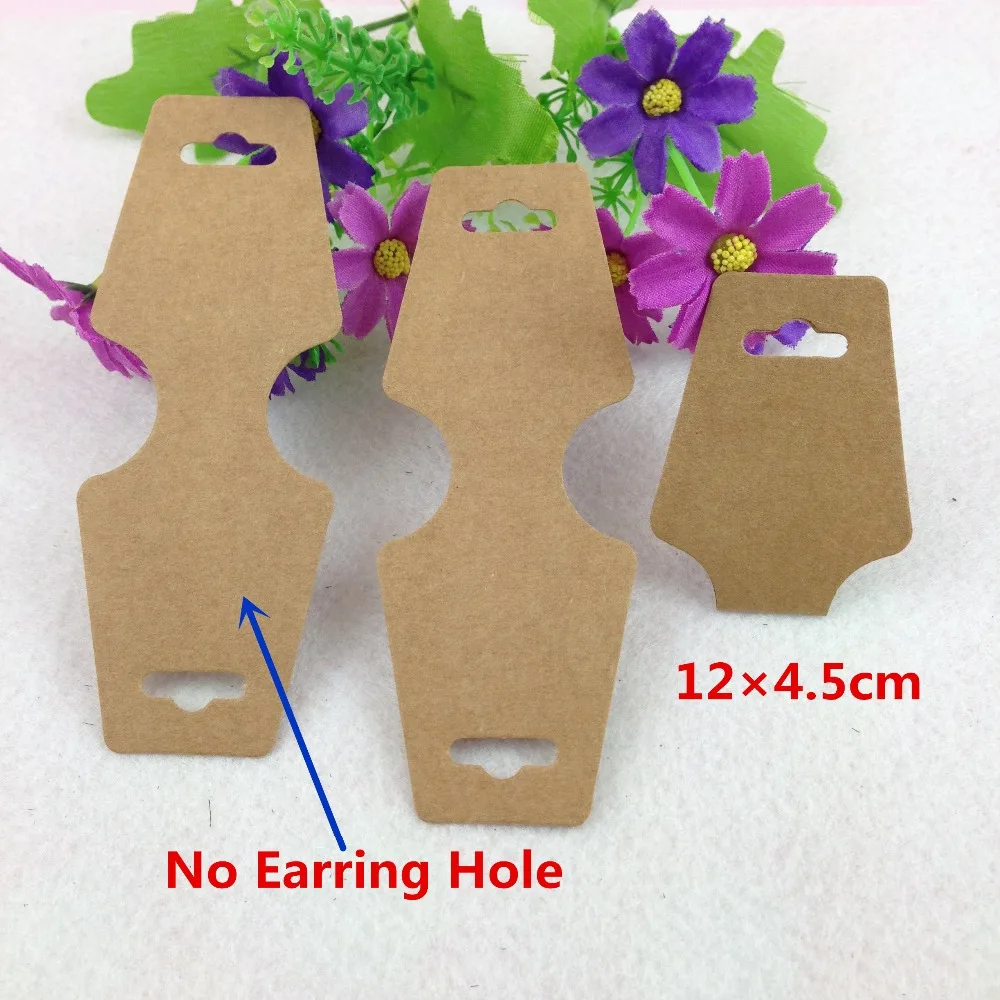 

1000pcs 12*4.5cm Kraft paper jewelry cards Brown Color Necklace Cards Blank paper Jewelry cards Display Card Accept custom logo