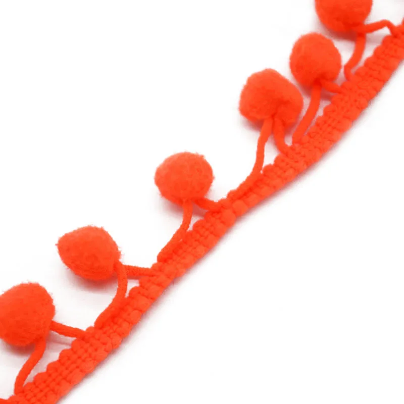 Fluorescent orange Кружевная Ткань 5 ярдов Швейные аксессуары помпон отделка украшения с помпонами кисточка шар лента с бахромой DIY материал одежды - Цвет: Fluorescent orange