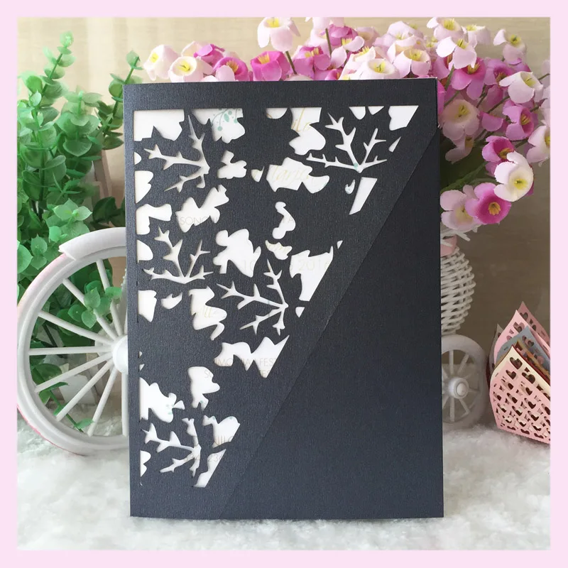 12 шт./лот 2017 свадебные приглашения открытка кленовый лист нежный дизайн