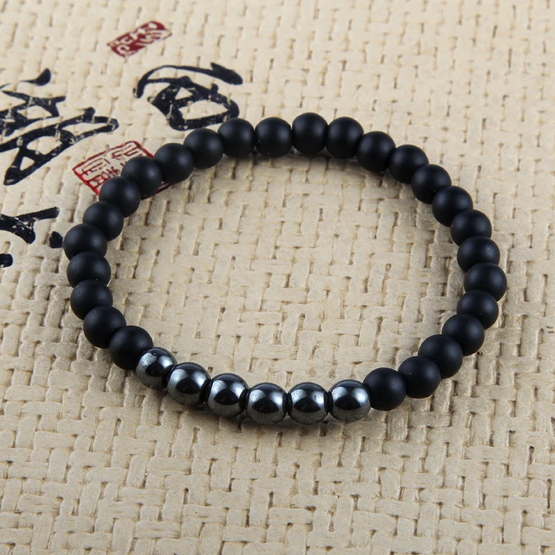 Women Black Natural Stone Bracelet Beads Hematite Therapy Health Care Magnet Men's Jewelry | Украшения и аксессуары