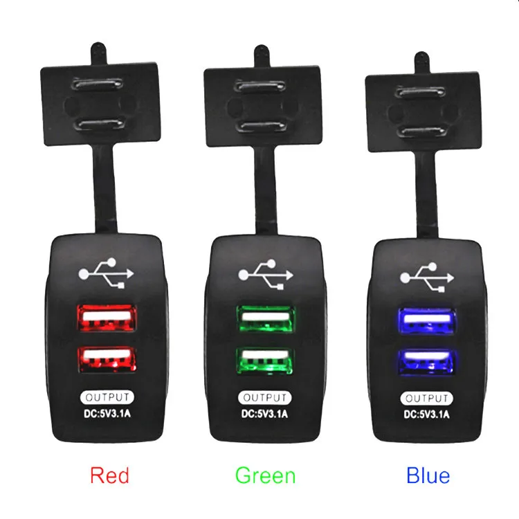DC 12-24V 3.1A 5V Dual USB синий светодиодный разъем питания для автомобиля водонепроницаемый авто зарядное устройство 2 порта Мотоцикл Грузовик ATV Лодка адаптер