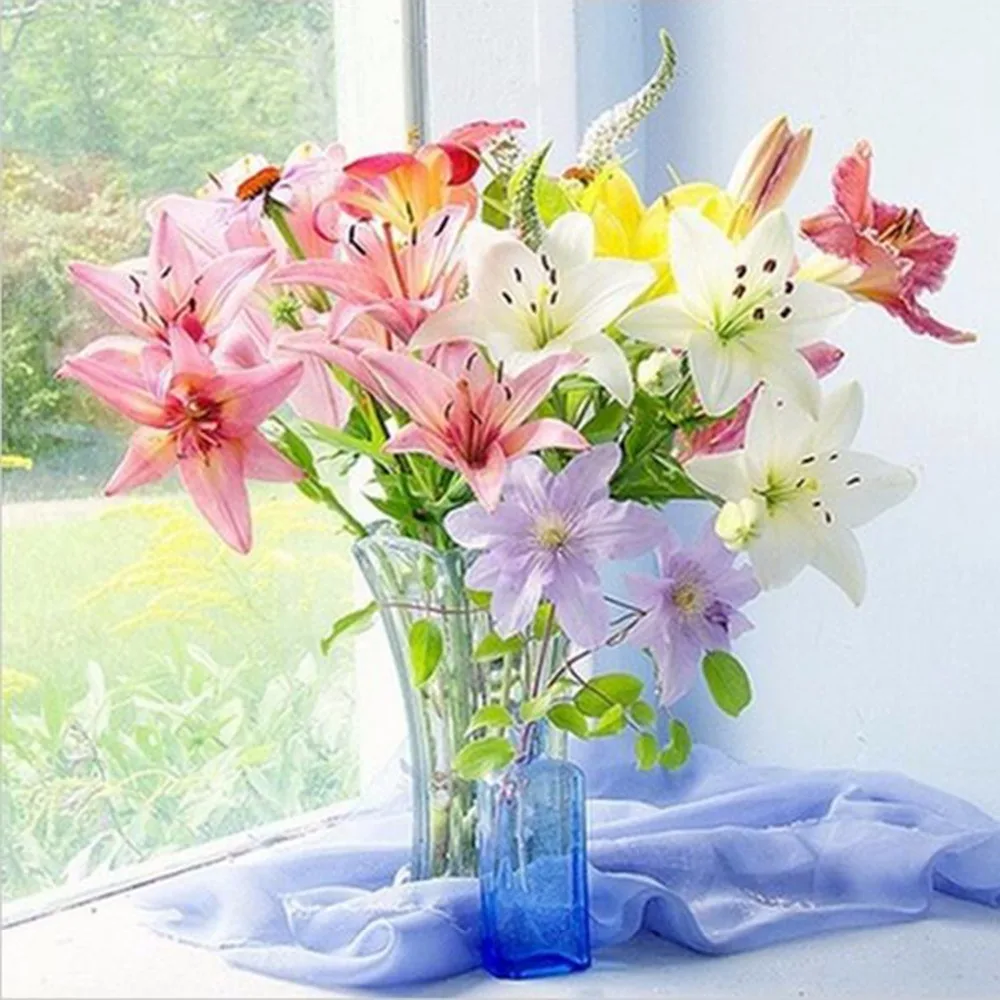 Алмазная вышивка с цветочным паттерном и белым лилии рукоделие Модульная