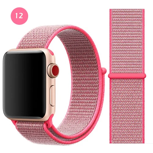 pink Дышащая повязка для apple Watch Series 4 3 2 полосы 44 мм 42 мм нейлон мягкая замена Спортивная петля для iwatch 4 3 2 1 40 мм 38 мм - Цвет ремешка: pink