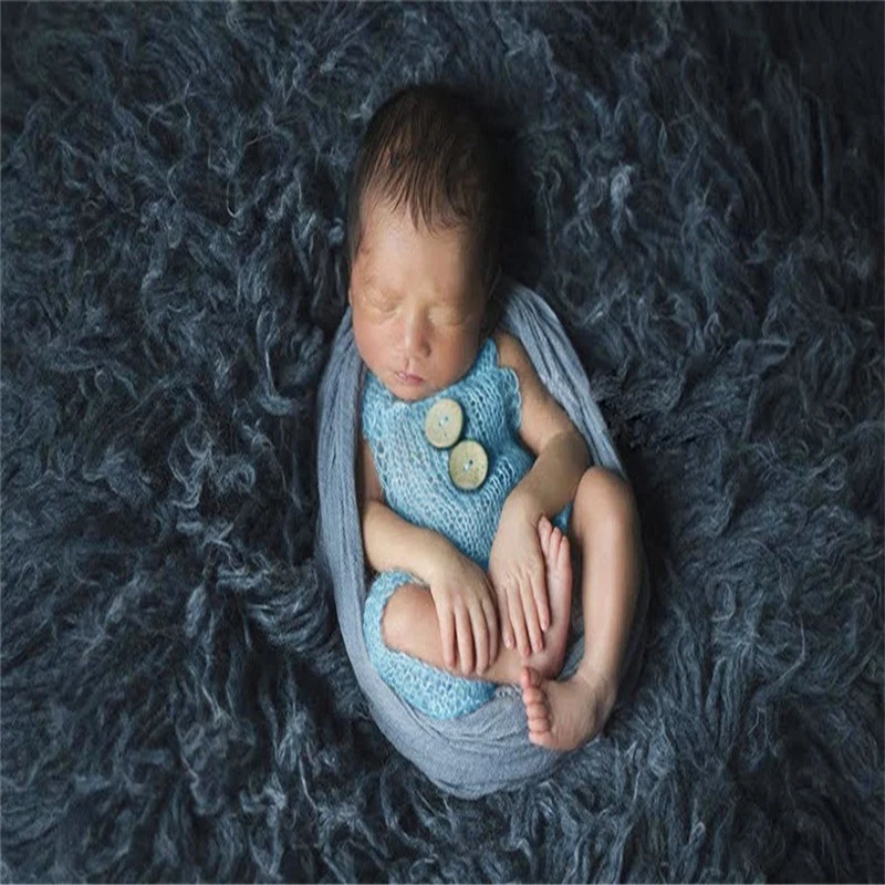 Реквизит для фотосессии новорожденных, мягкий мохеровый костюм для маленьких девочек, Вязаный комбинезон на пуговицах ручной работы, детский реквизит для фотосессии, аксессуары