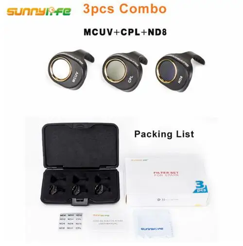 Фильтр для DJI Spark ND4 ND8 ND16 ND32 MCUV CPL фильтр объектива для Spark HD прозрачный водонепроницаемый объектив камеры многослойное покрытие пленки - Цвет: MCUV CPL ND8