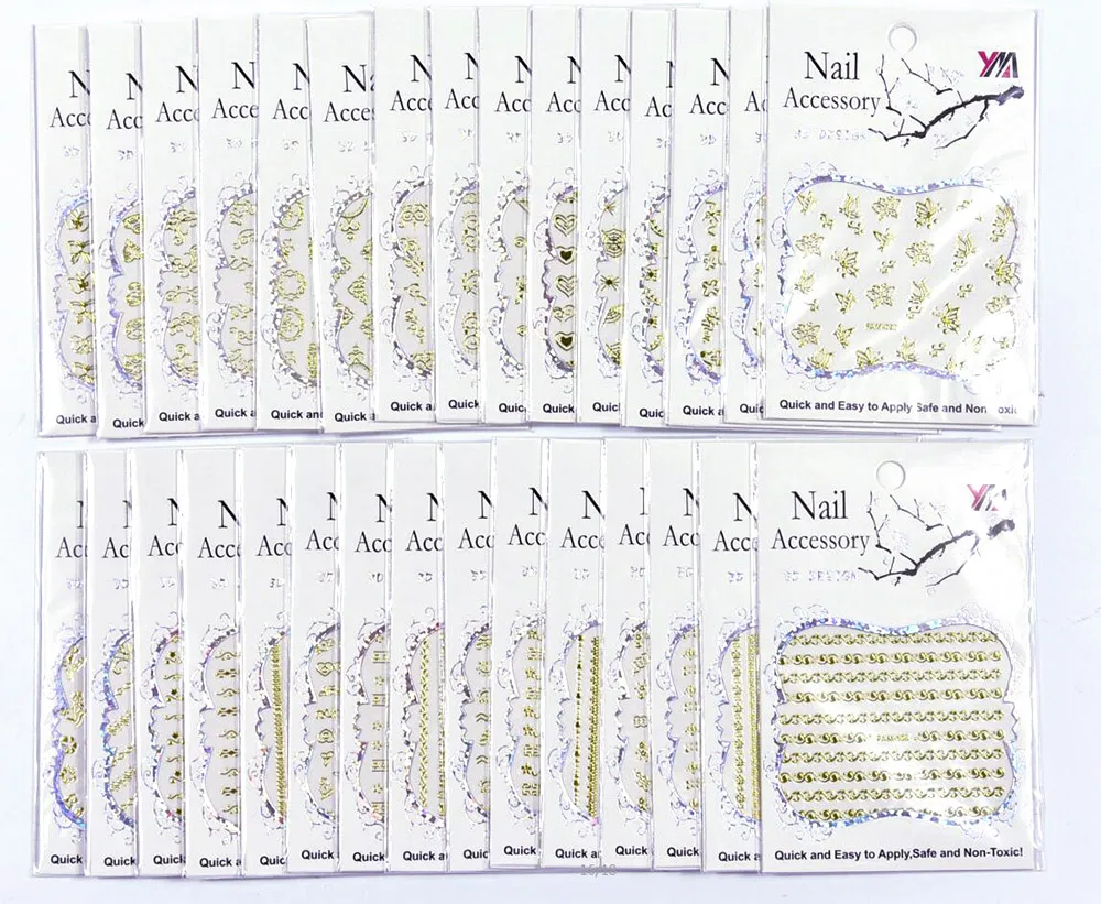 30 листов модные ультратонкие 3D клейкие золотые кружева/полые банты/цветок