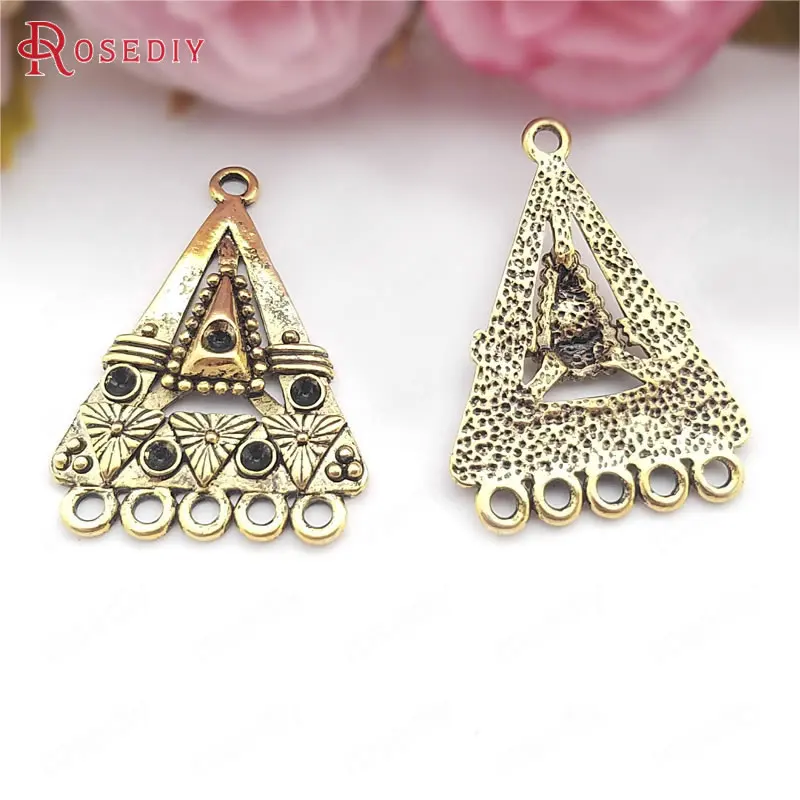 

(31576)10PCS 38x27MM Antique Gold Color Zinc Alloy Triangle Earrings Connector Charms Diy Jewelry Findings Accessories Wholesale
