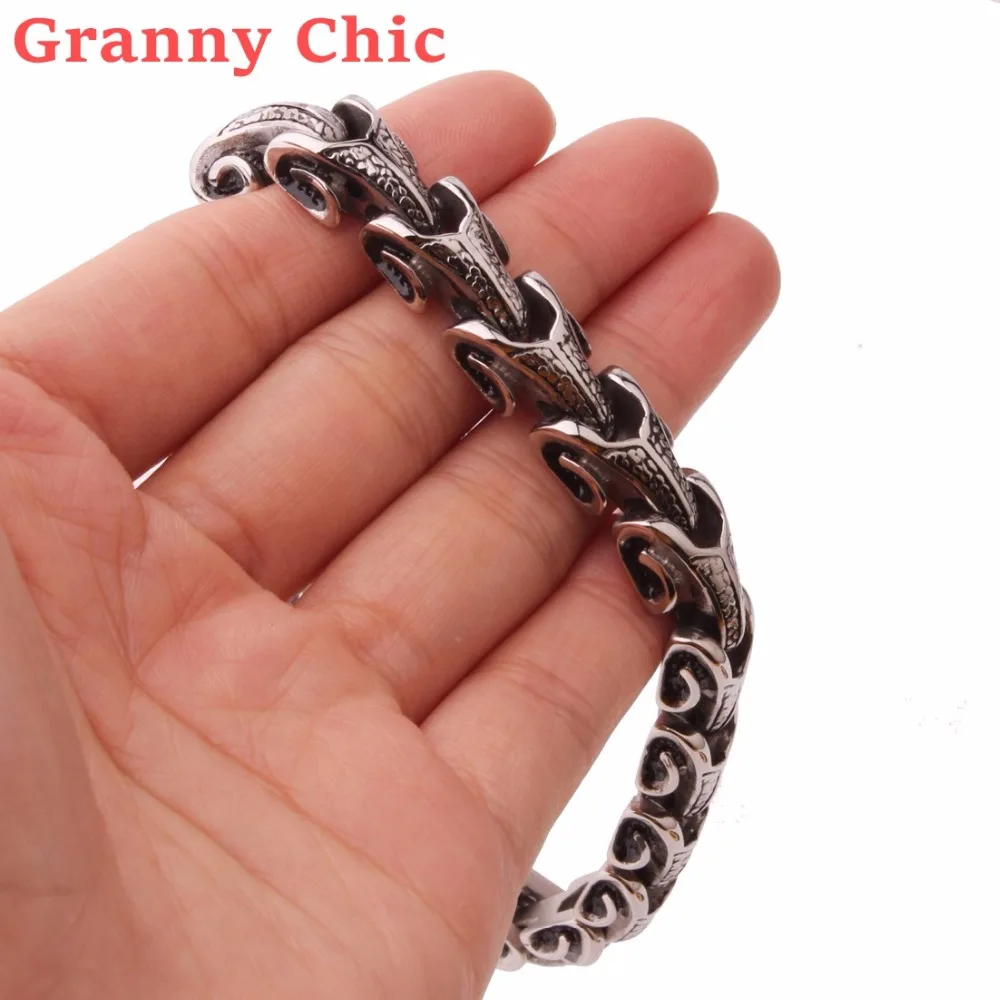 

Granny Chic 8.66"*11mm Mens Bracelet Silver color 316L Stainless Steel Wristband Cuff Link Chain Boys Fashion Wholesale Jewelry