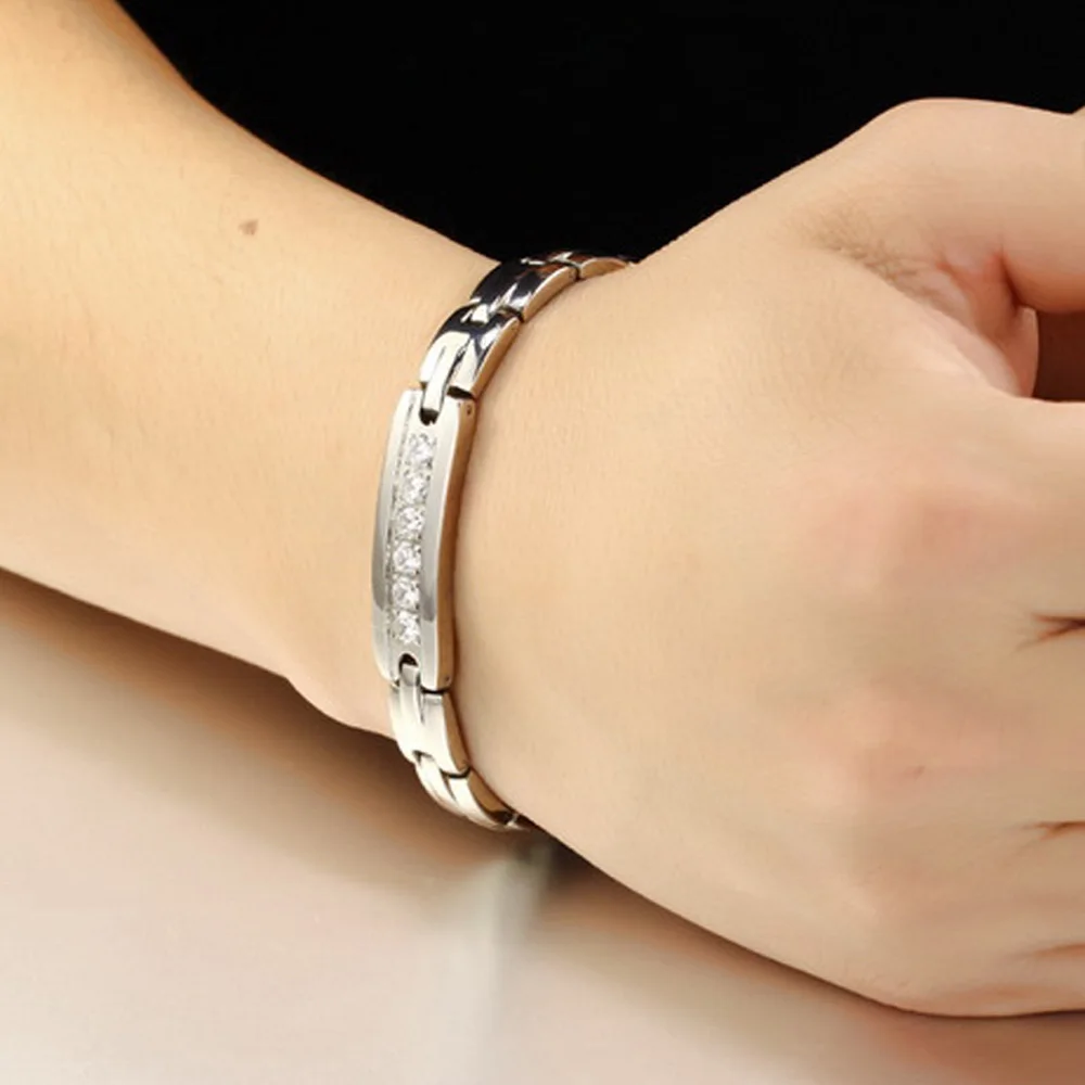 Браслет для влюбленных из нержавеющей стали с кристаллами CZ энергетические