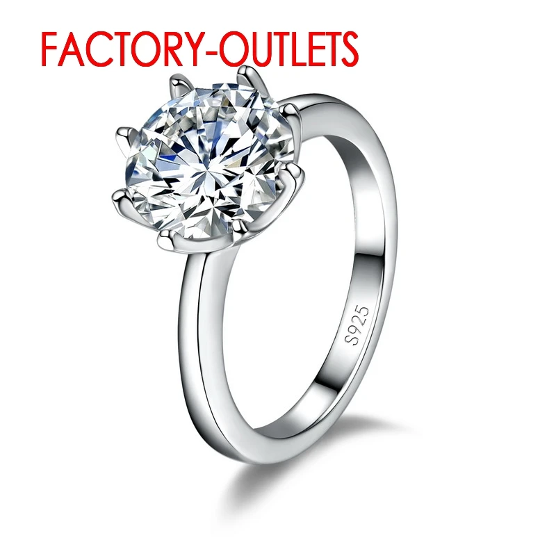 

925 Sterling Silver Engagement Ring Romantic Fashion Jewelry Cubic Zirconia Prong Setting Women Girls Wholesale