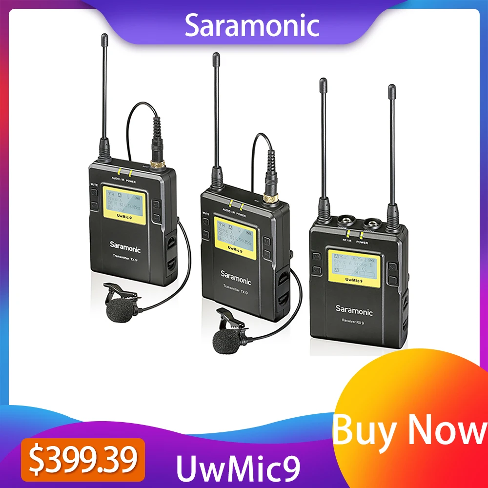 Saramonic UwMic9 беспроводной микрофон профессиональный RX9 + TX9 UHF Беспроводной Lavalier
