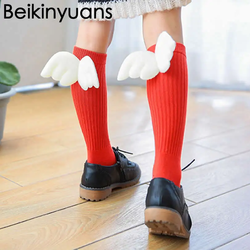Детские высокие носки до колен креативные детские на весну с крыльями рук теплые